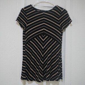 Women's Black and Brown Chevron Stripe Short-Sleeve Shirt - Size Small